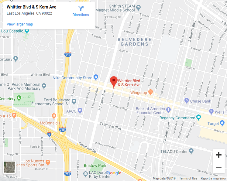 Whittier Boulevard and Kern Avenue map